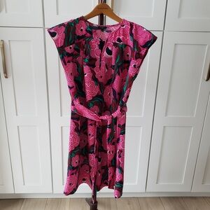 Talbots Pink and Green Floral Midi Dress